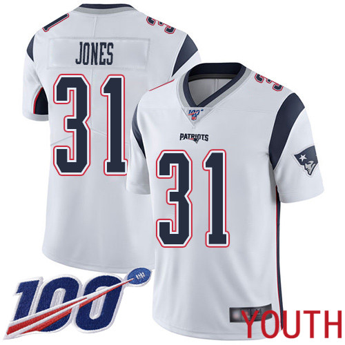 New England Patriots Football #31 100th Season Limited White Youth Jonathan Jones Road NFL Jersey